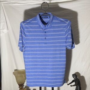 Cutter & Buck Royal Blue and White Striped Polo